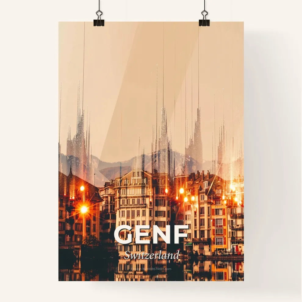 Geneva Skyline Poster: Quaint Sparkle Cityscape Poster