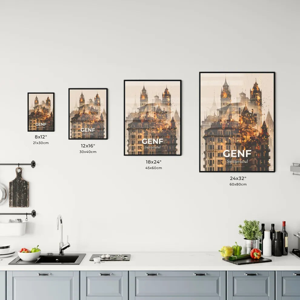 Geneva City Skyline Artistic Print Office Art