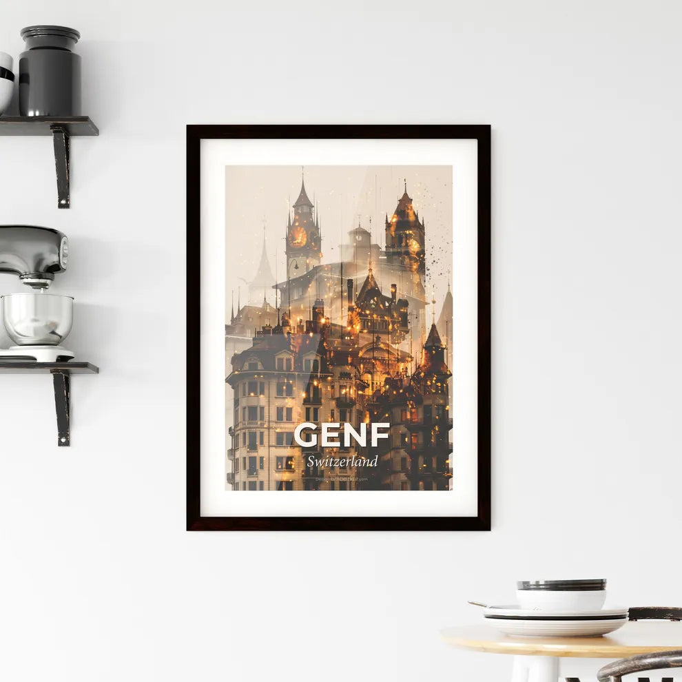 Geneva City Skyline Artistic Print Framed Print