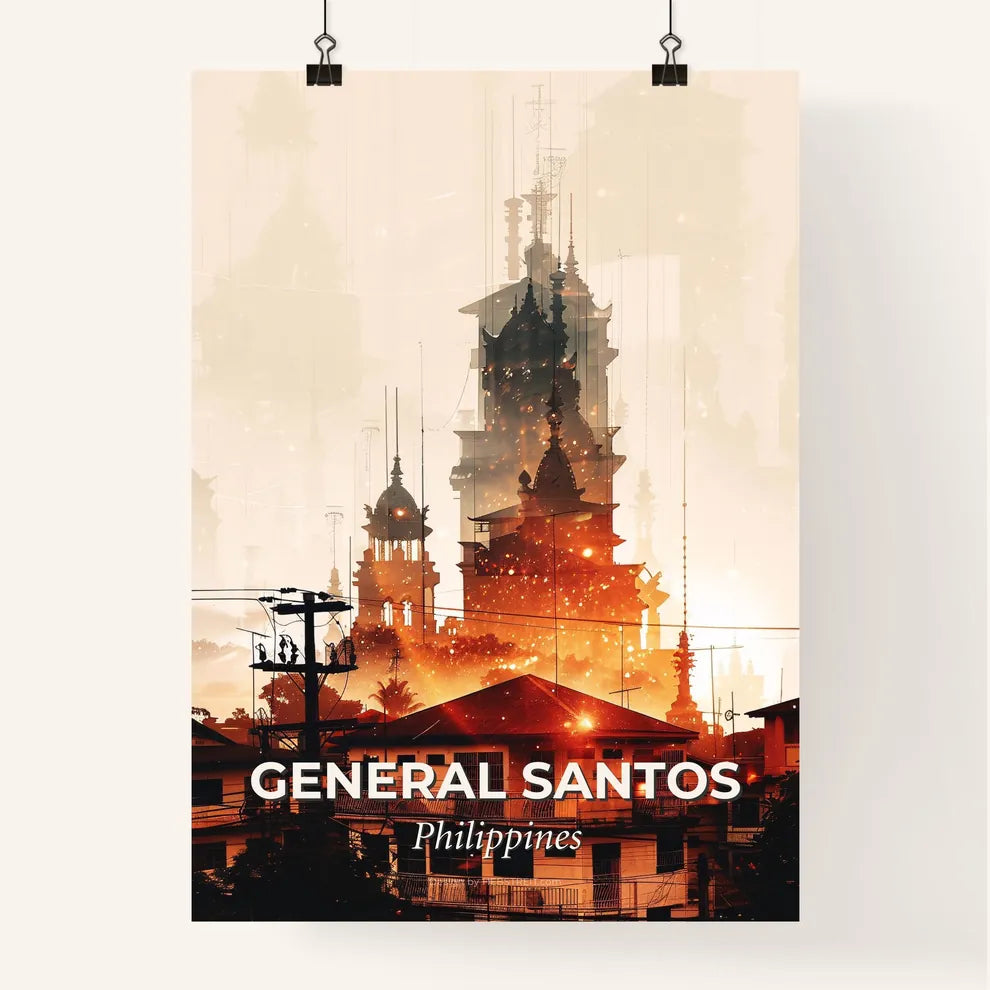 General Santos City Skyline Composite Art Poster Poster