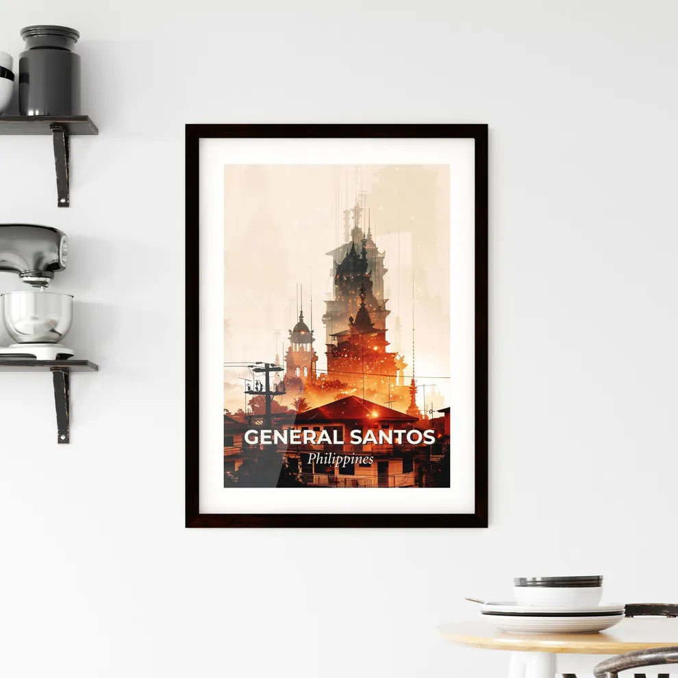 General Santos City Skyline Composite Art Poster Framed Print