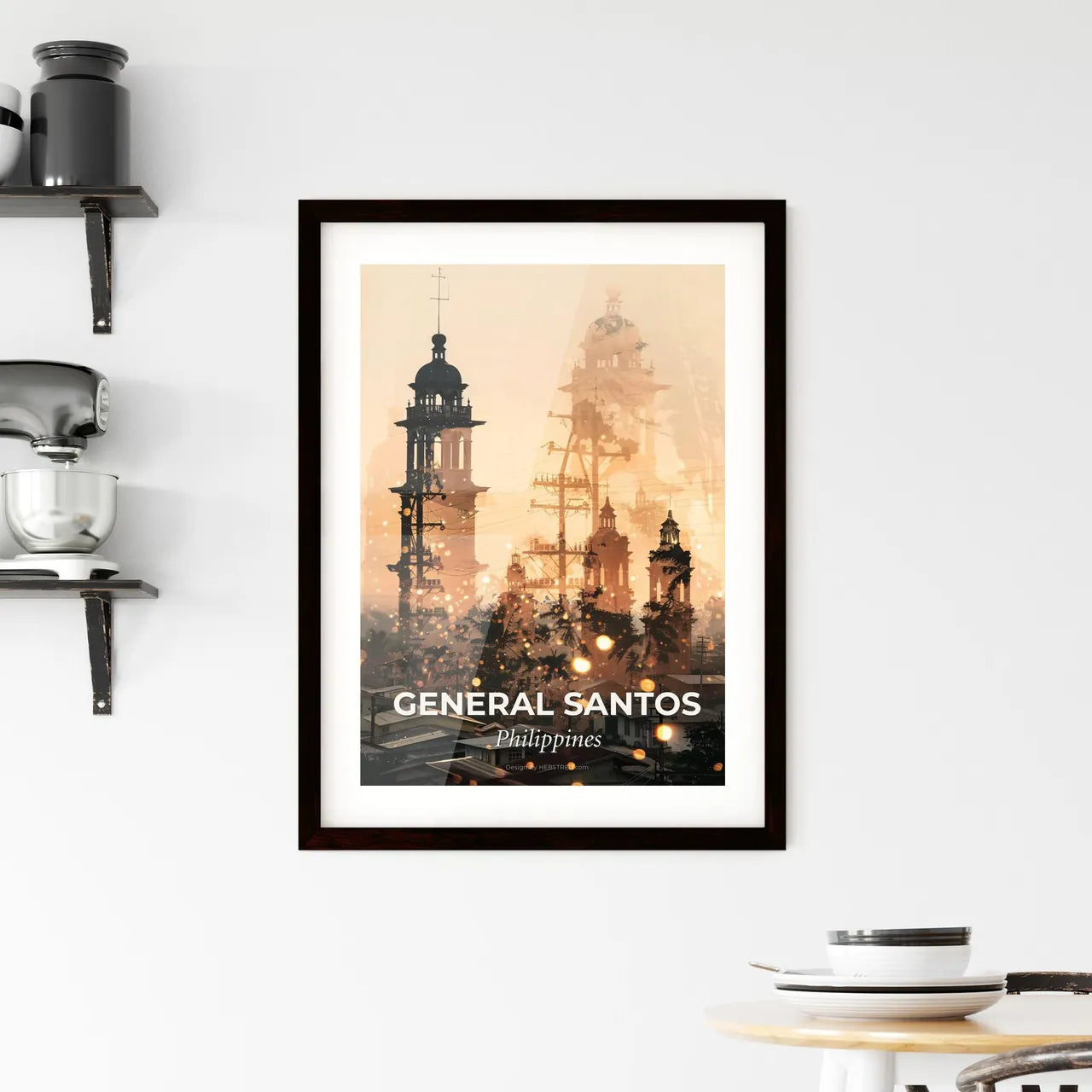 General Santos Skyline Double Exposure Art Print Framed Print