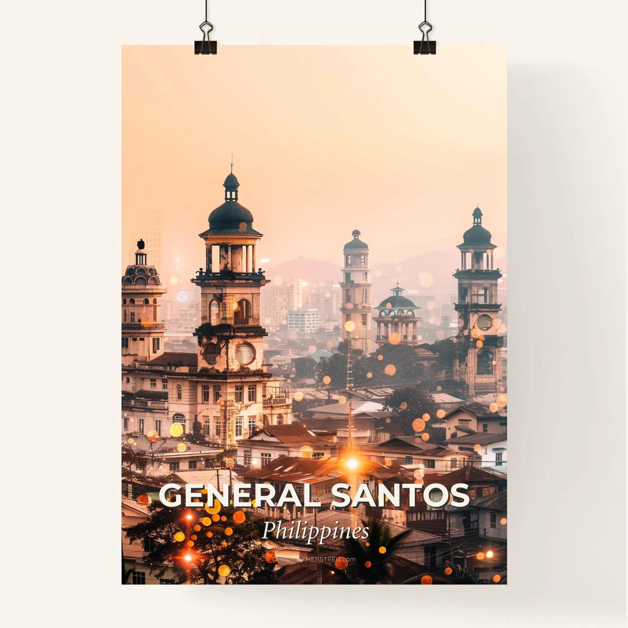 General Santos Skyline Double Exposure Art Poster