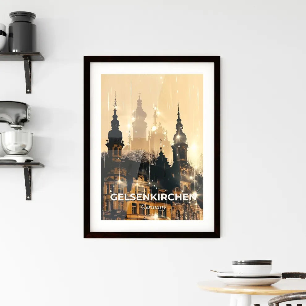 Gelsenkirchen City Silhouette Composite Art Poster Framed Print