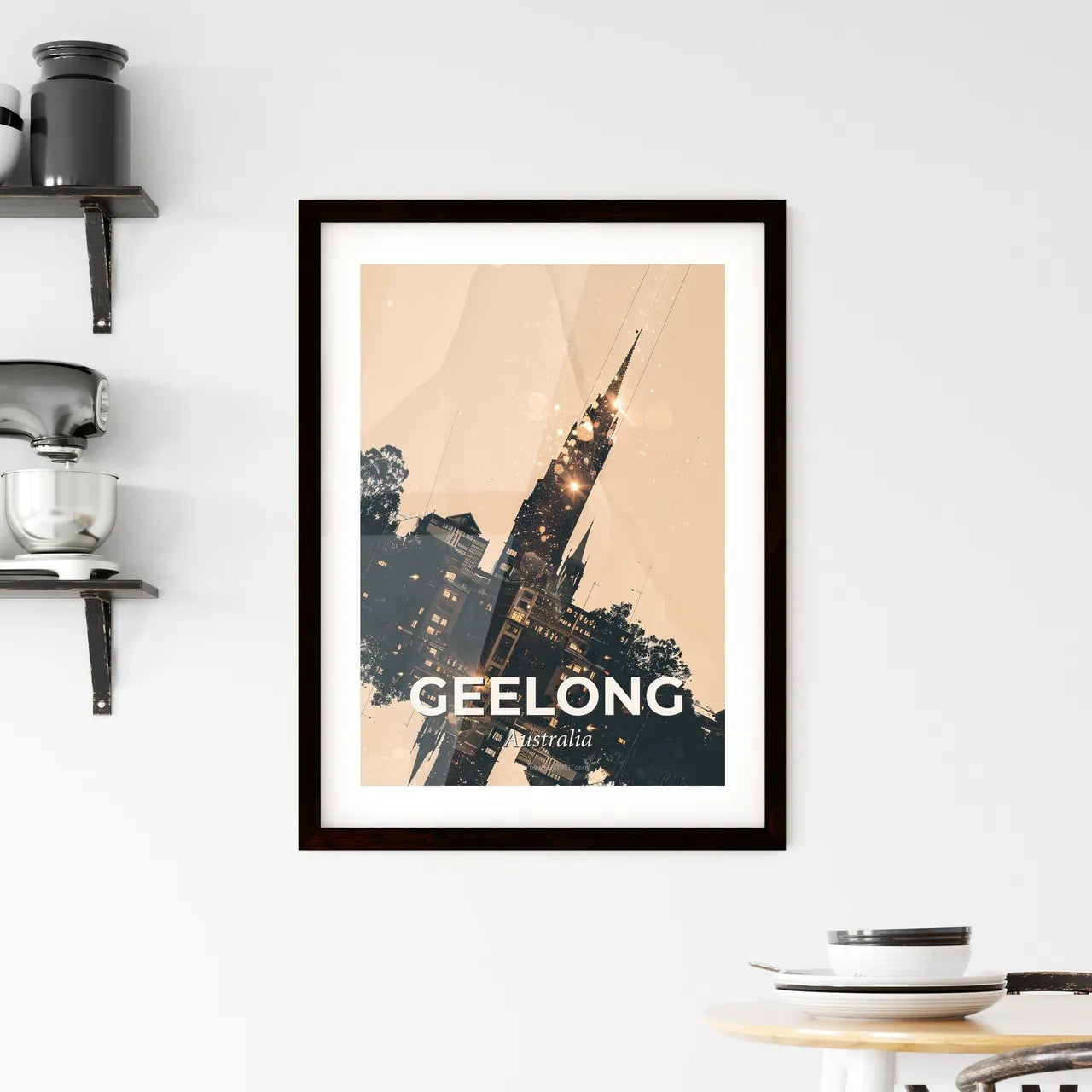 Geelong Skyline Cityscape Night Lights Canvas Framed Print