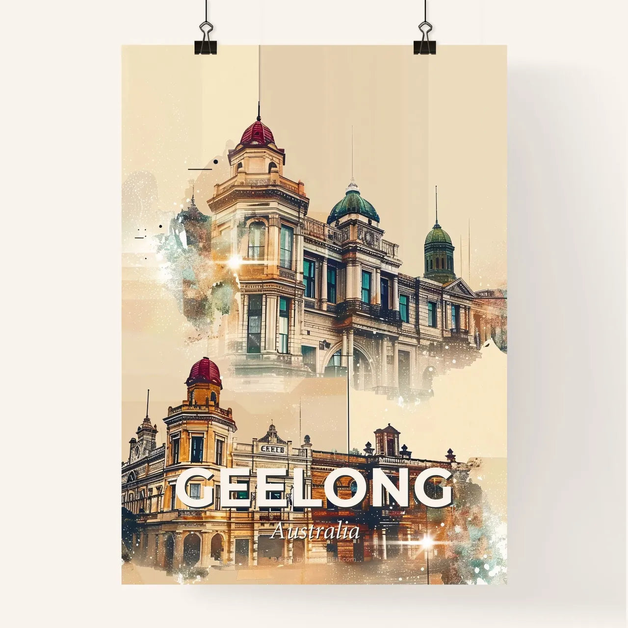 Geelong Australia Skyline Double Exposure Poster Poster