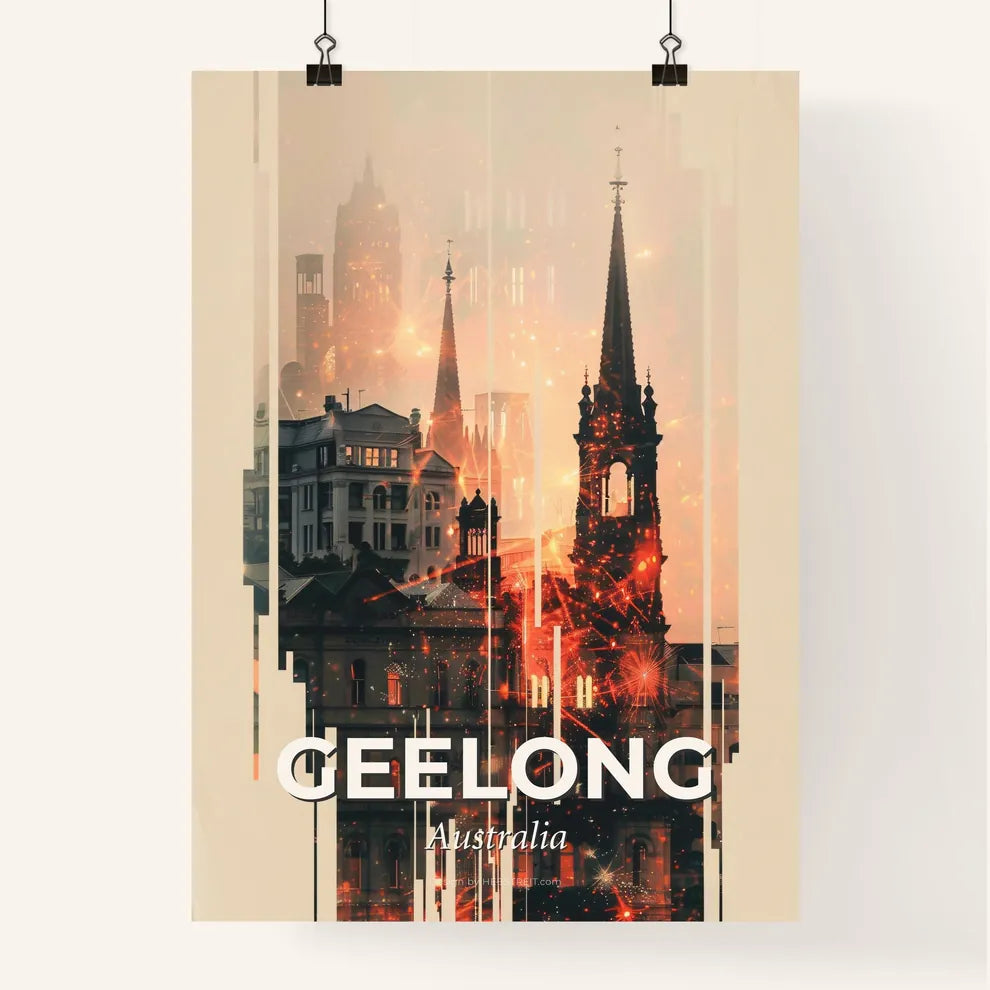 Geelong City Skyline Architecture Poster Poster