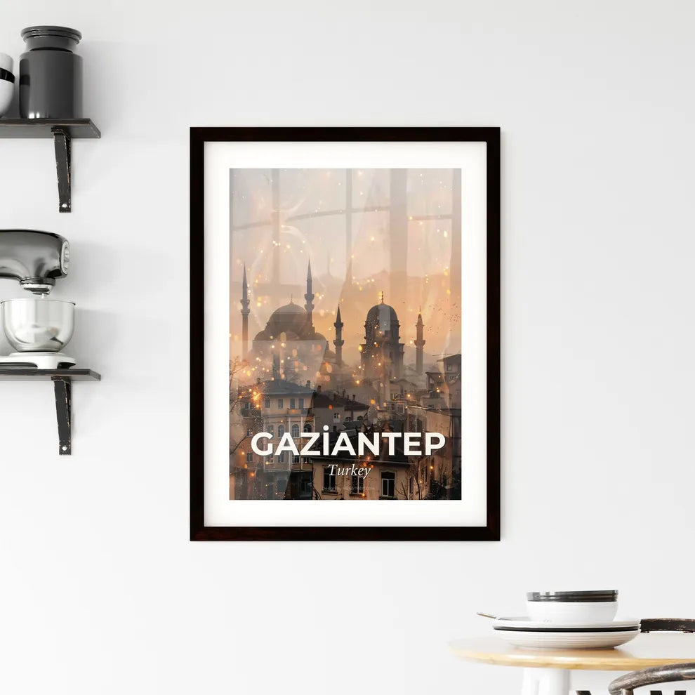 Gaziantep Cityline and Local Icons Composite Poster Framed Print