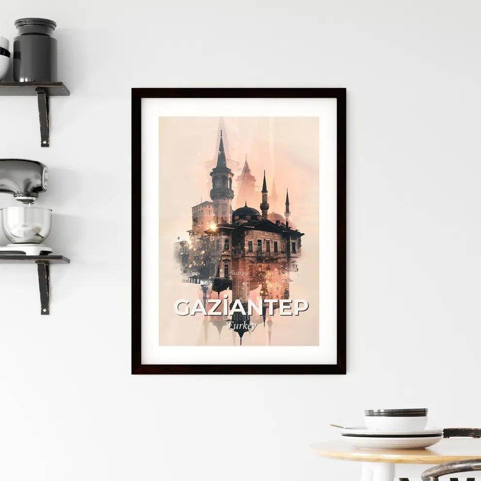 Gaziantep Cityscape Double Exposure Skyline Art Framed Print