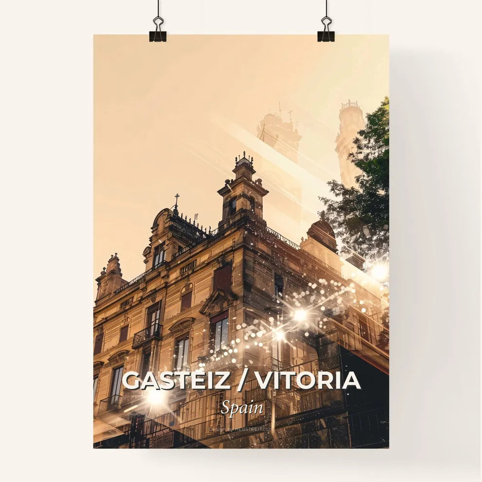 Gasteiz / Vitoria City Skyline Bright Double Exposure Art Poster Poster