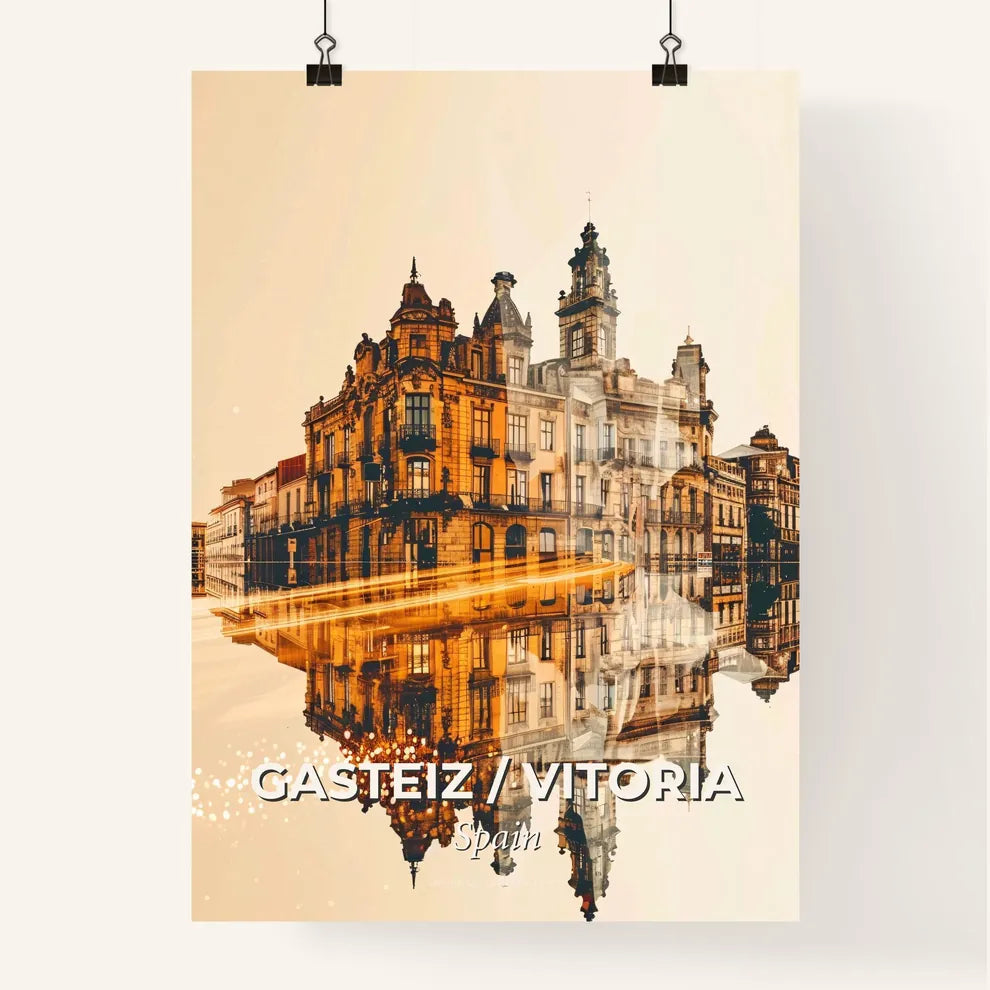 Gasteiz / Vitoria Skyline Tapestry Art Double Exposure Poster