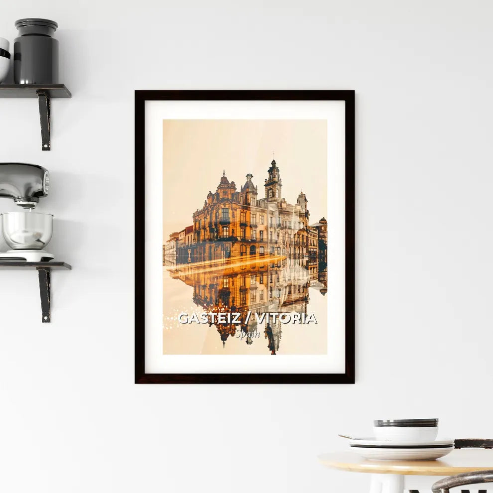 Gasteiz / Vitoria Skyline Tapestry Art Double Exposure Framed Print