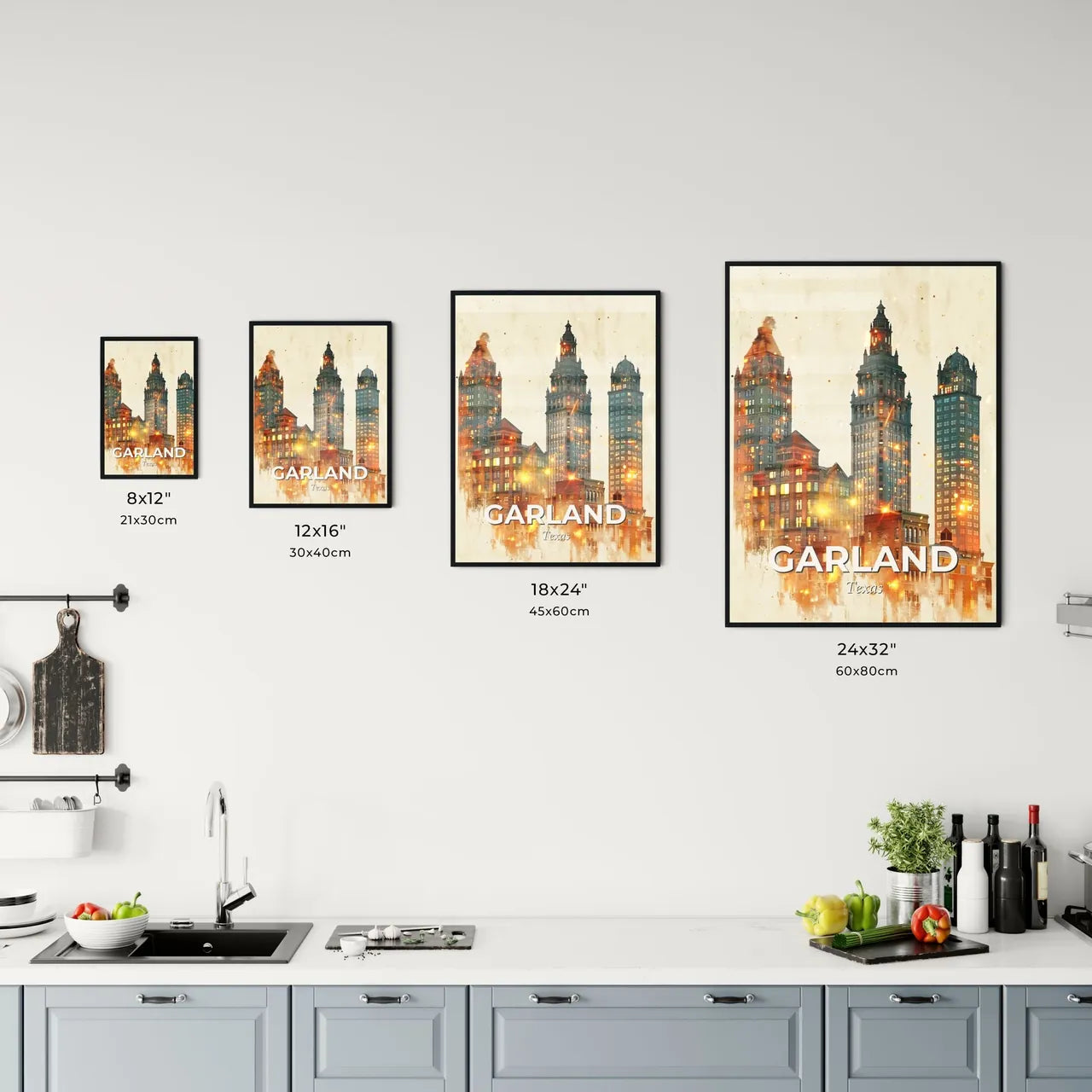 Garland, Texas: Sparkly Skyline Art Office Art