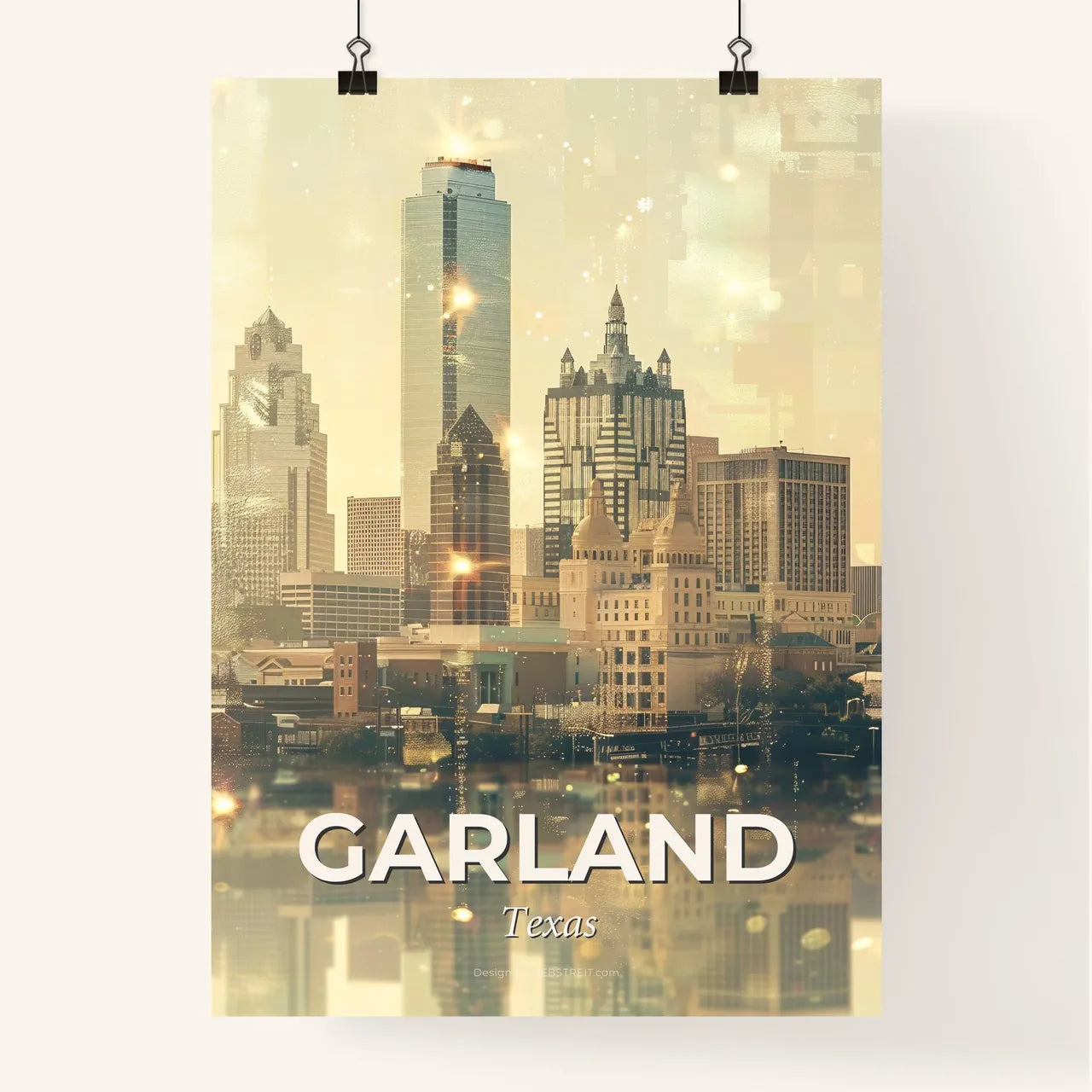 Garland Skyline Art: Double Exposure Cityscape Poster