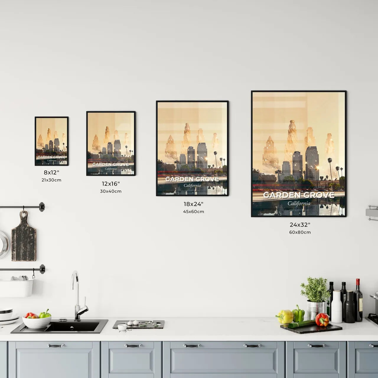 Garden Grove City Skyline Composite Art Poster Office Art