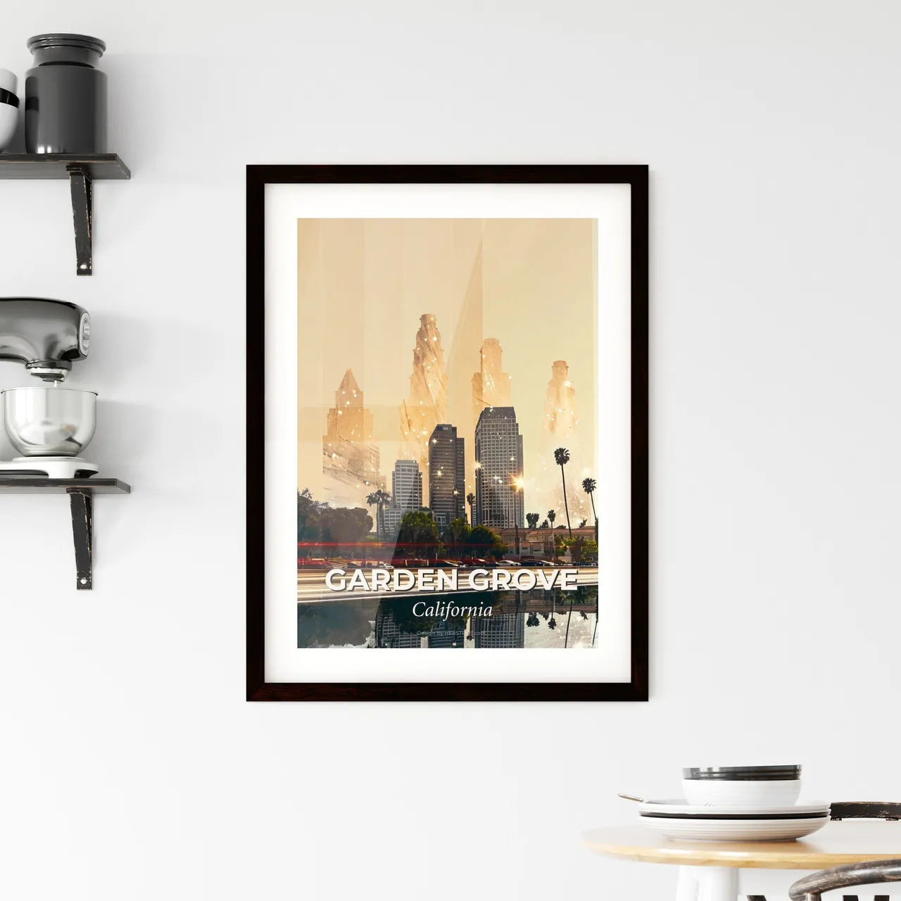 Garden Grove City Skyline Composite Art Poster Framed Print