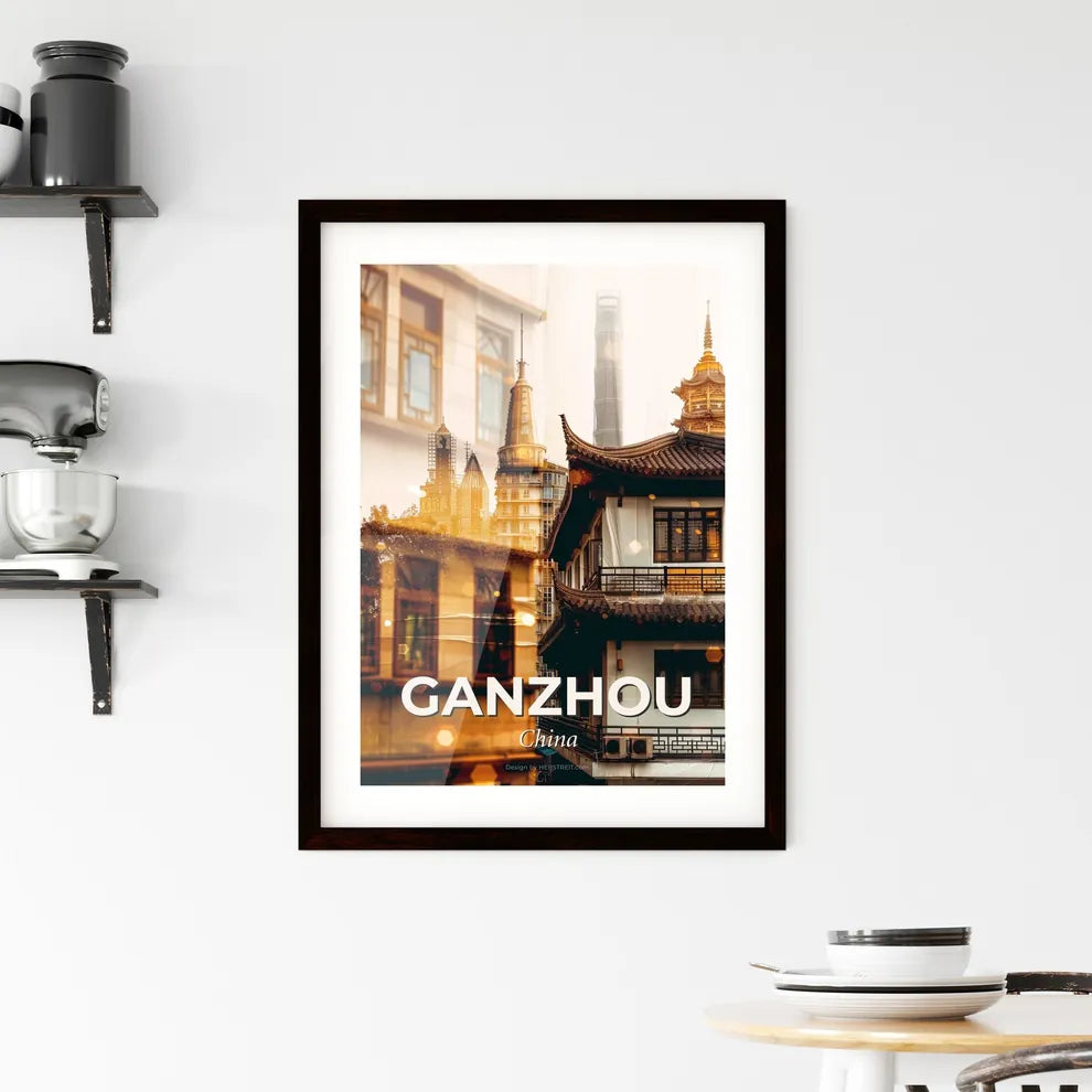 Ganzhou City Lightscape Poster Art Framed Print