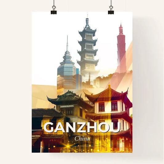 Ganzhou Skyline Double Exposure Cityscape Poster Poster