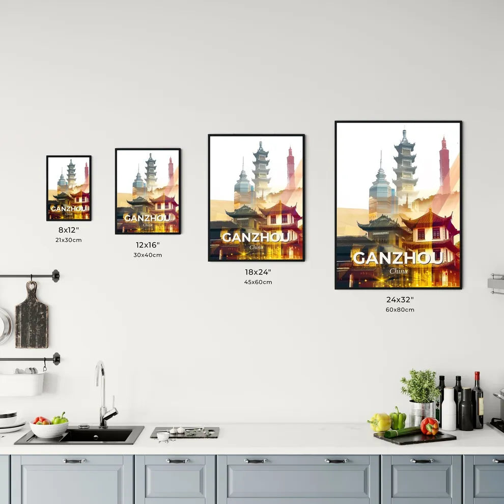 Ganzhou Skyline Double Exposure Cityscape Poster Office Art