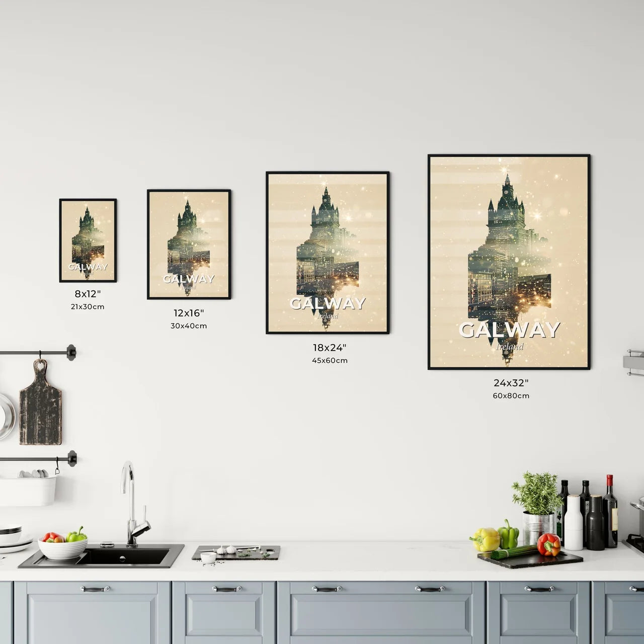 Galway Skyline Silhouette Composite Poster Art Office Art