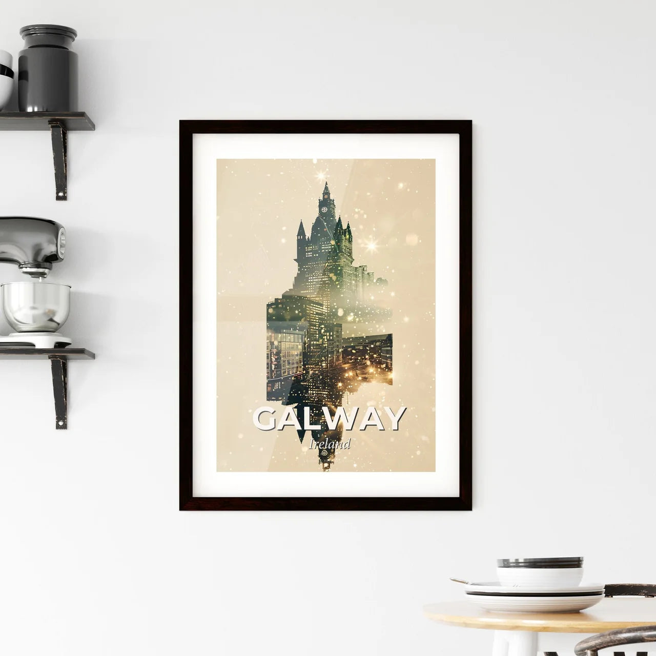Galway Skyline Silhouette Composite Poster Art Framed Print