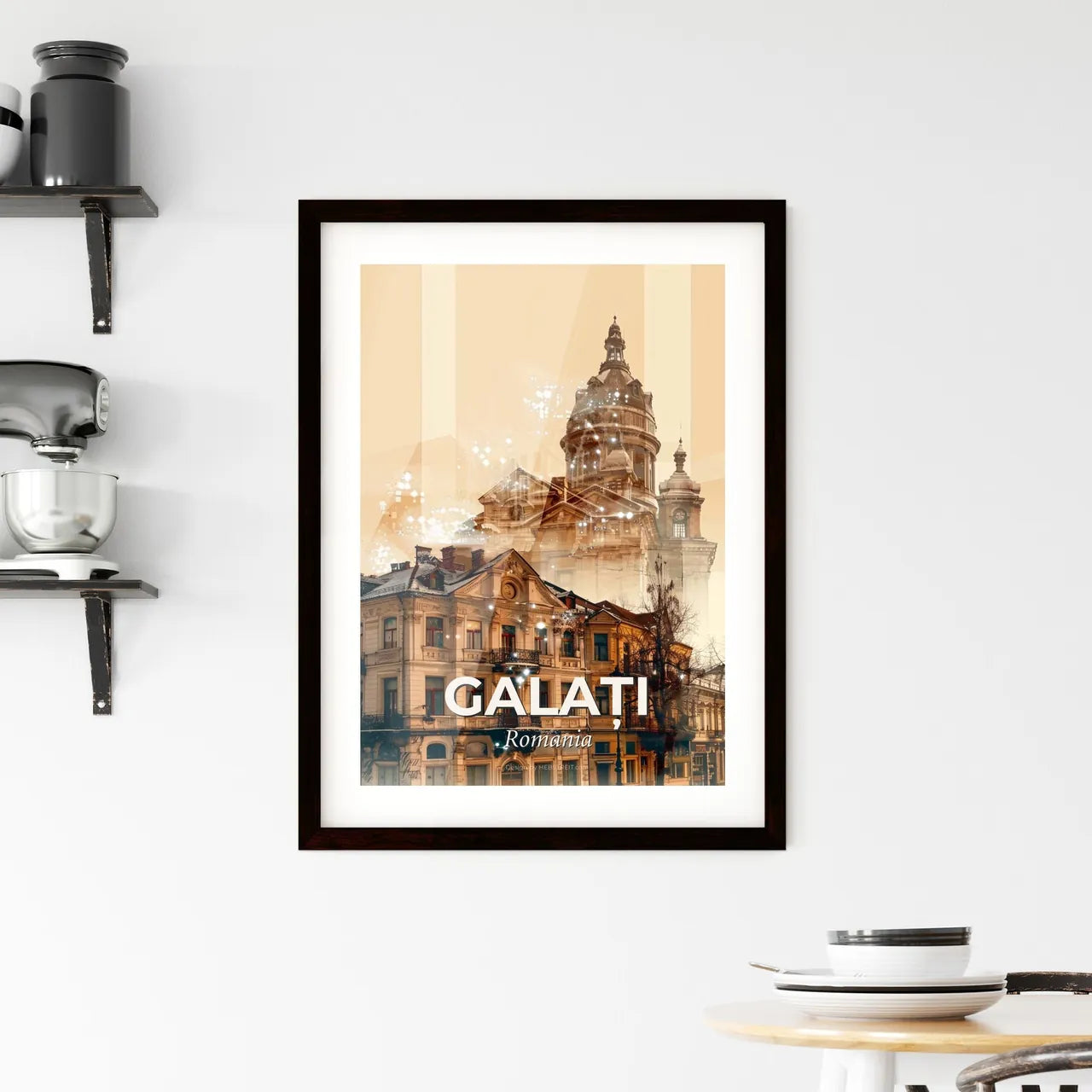 GalaÈ›i, Romania: Art Deco Architecture Poster Framed Print