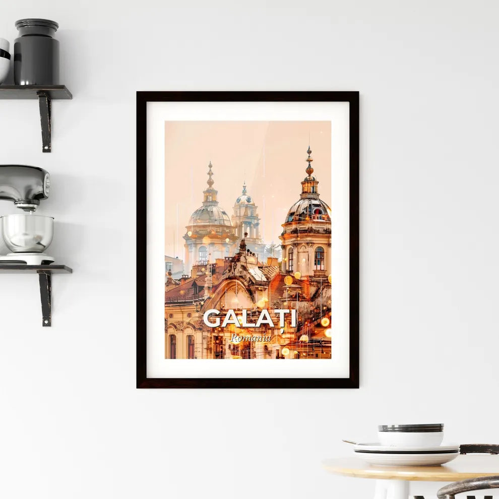 Galați Art Deco Cityscape Poster Framed Print