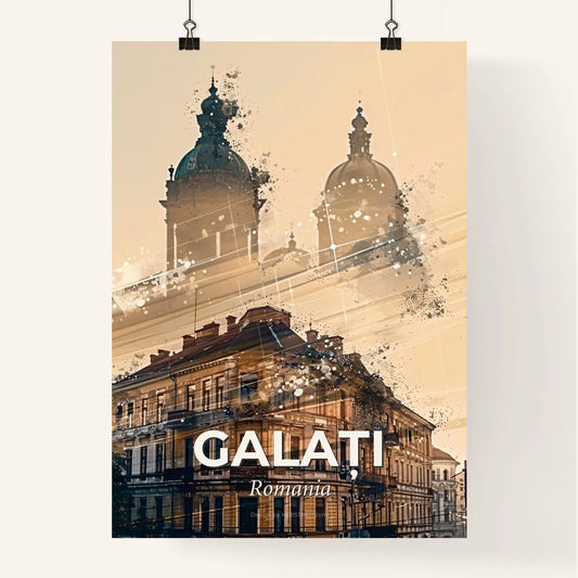 GalaÈ›i, Romania: City Skyline Double Exposure Art Poster Poster