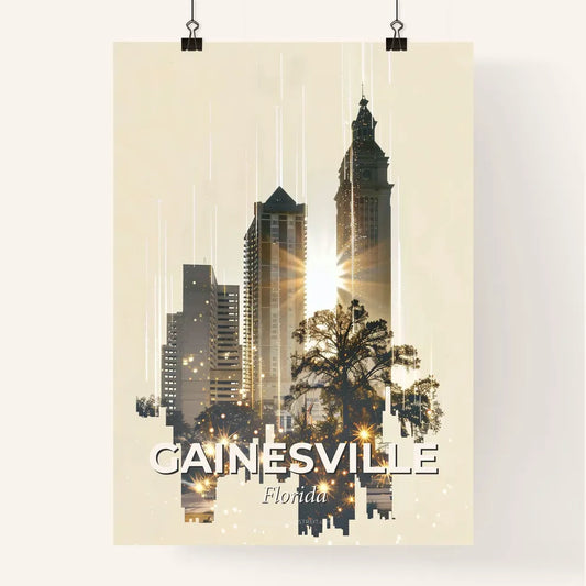 Gainesville Skyline: Local Icons in Beige Poster