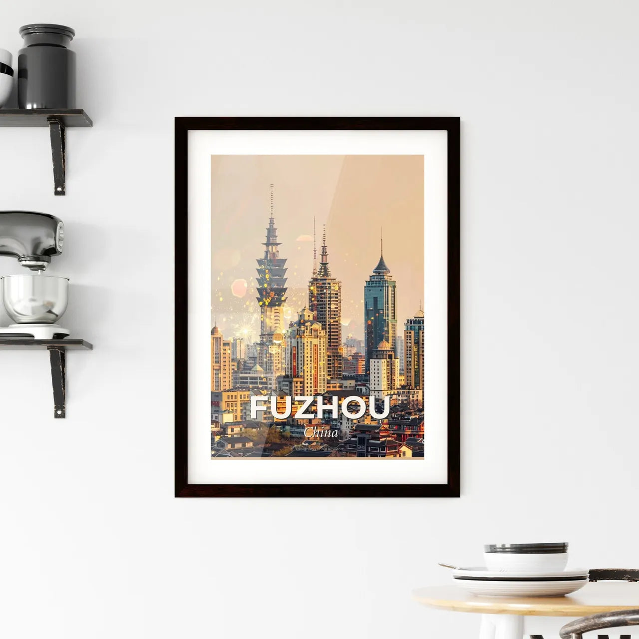 Fuzhou Skyline Composite Art Print Framed Print
