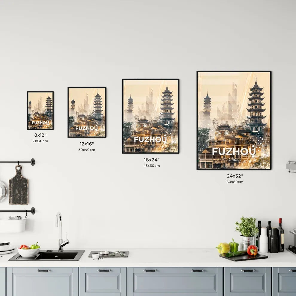 Fuzhou Memory of China Skyline Poster Office Art