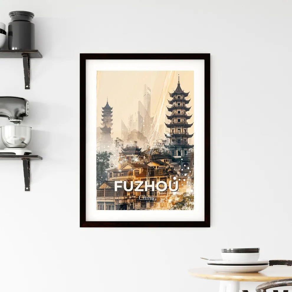 Fuzhou Memory of China Skyline Poster Framed Print