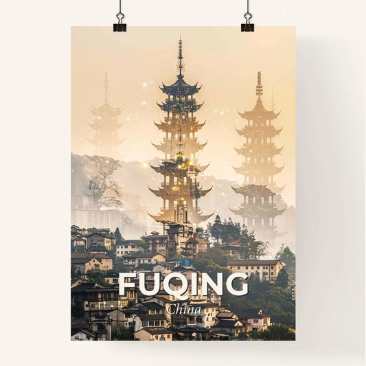 Fuqing City Skyline Double Exposure Panorama Poster Poster