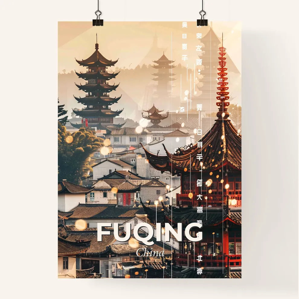 Fuqing Skyline Double Exposure Art Poster Poster