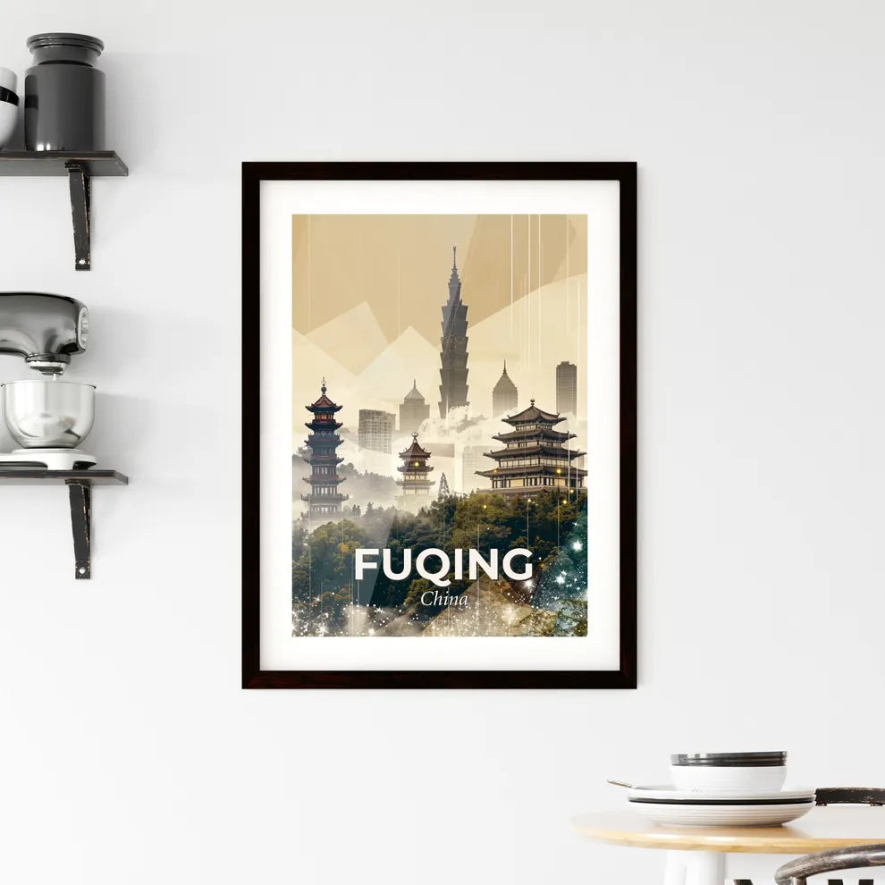 Fuqing, China: Double Exposure Skyline Art Framed Print