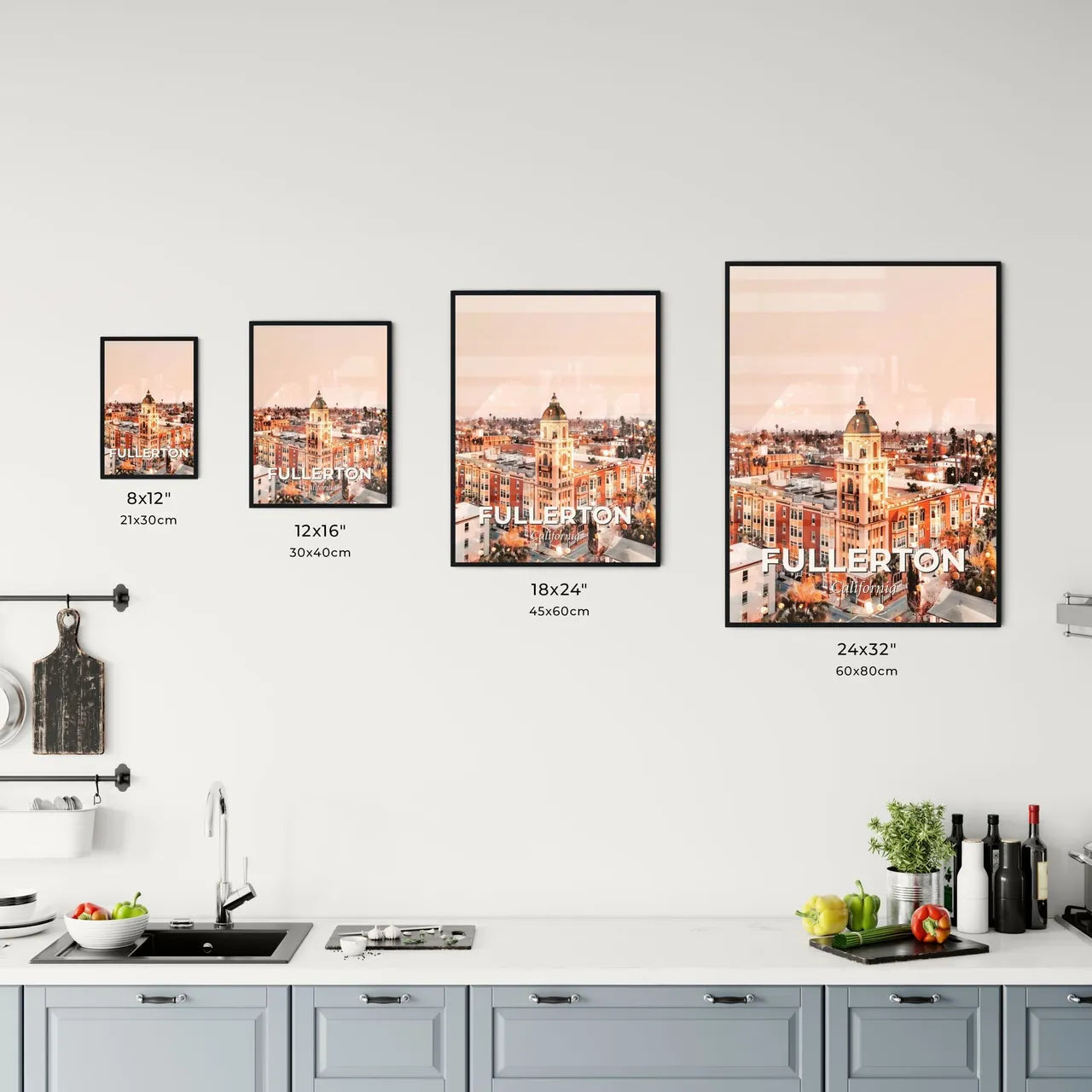 Fullerton City Skyline Glow Office Art