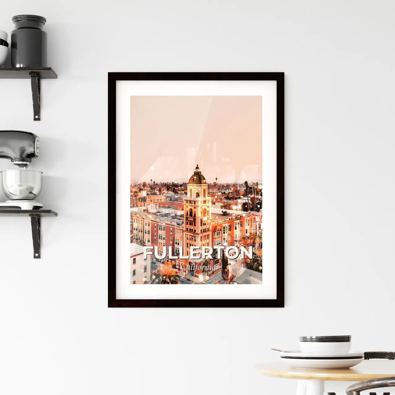 Fullerton City Skyline Glow Framed Print