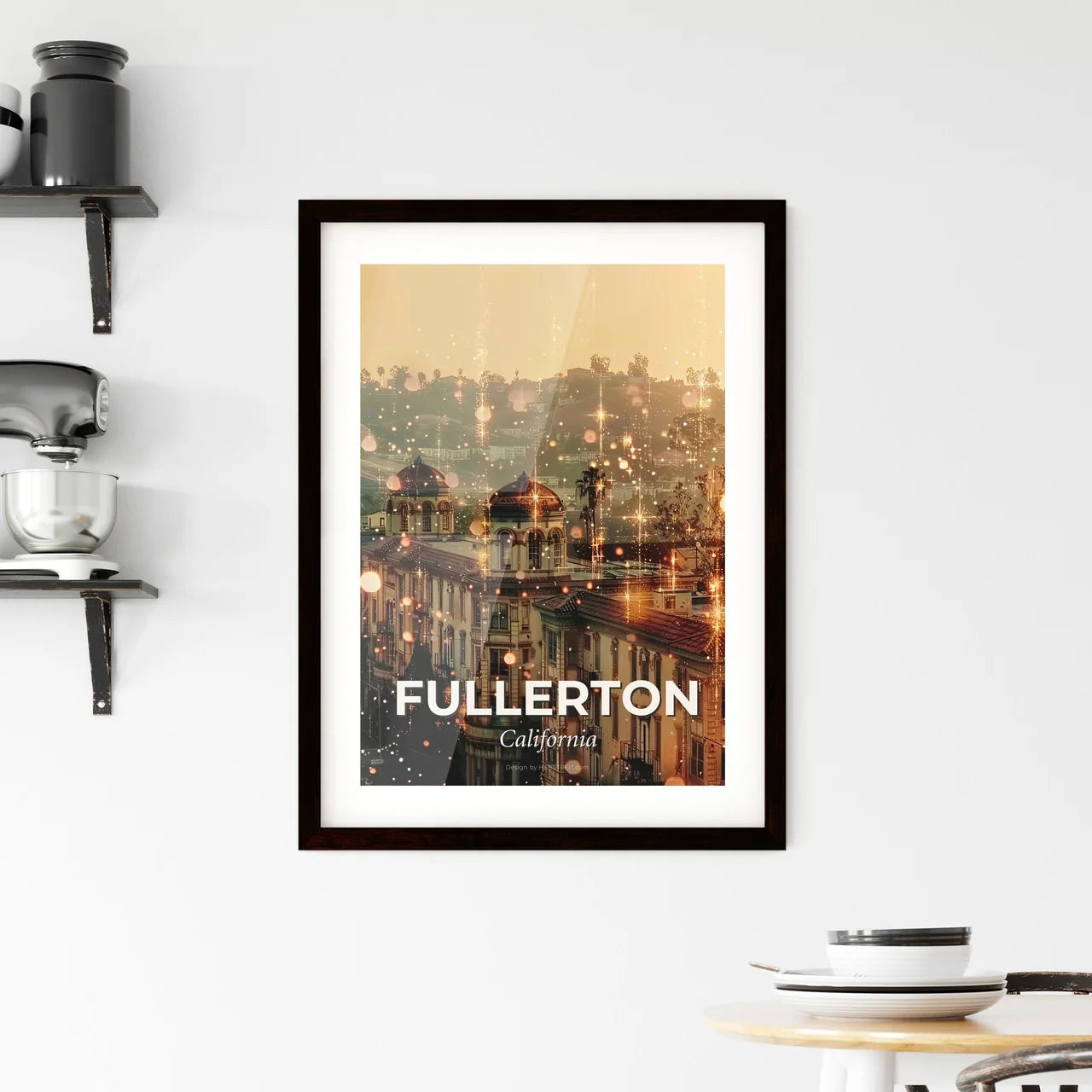 Fullerton Skyline Delights in Beige Framed Print