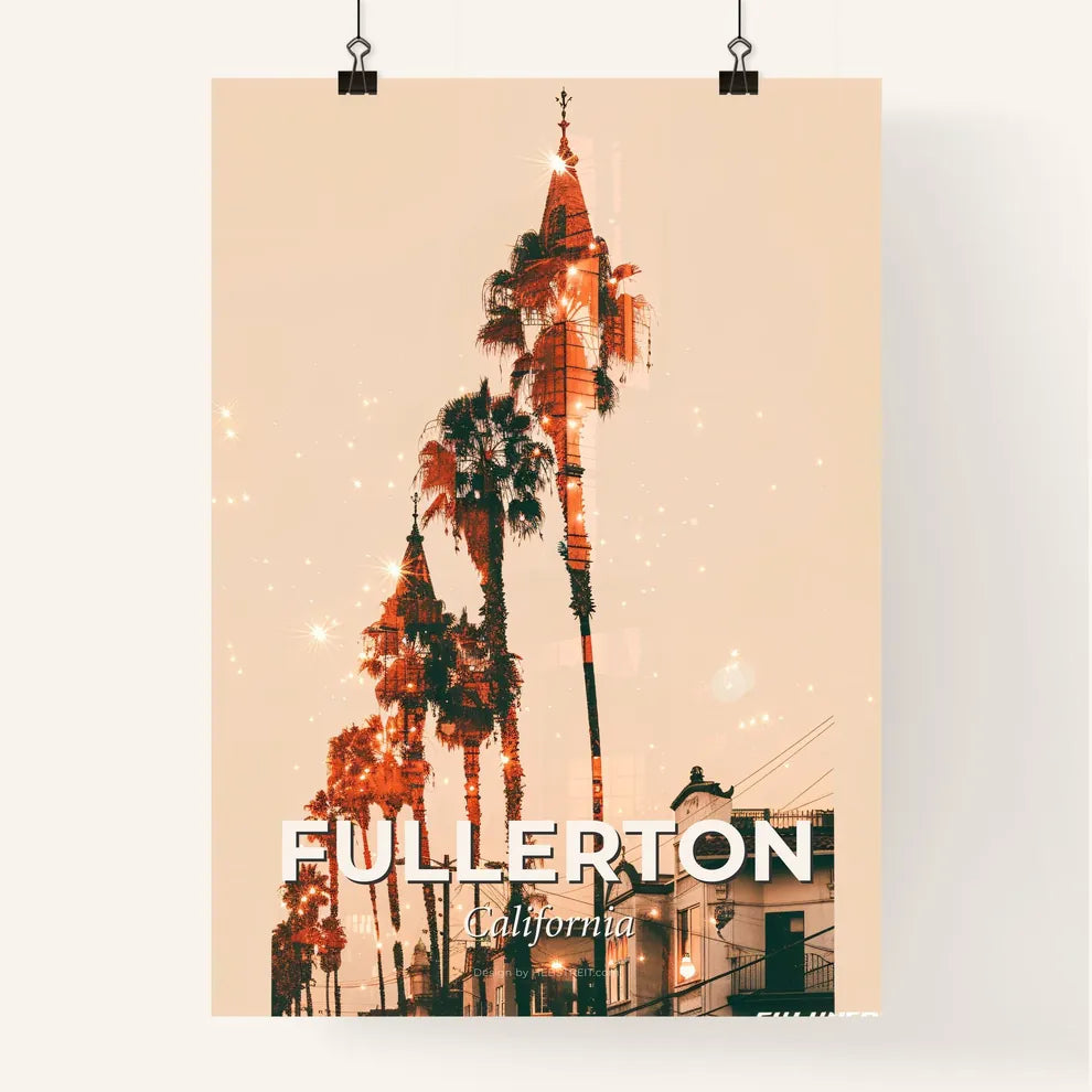 Fullerton City Skyline Double Exposure Composite Art Poster