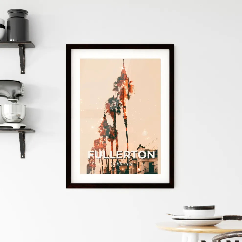 Fullerton City Skyline Double Exposure Composite Art Framed Print