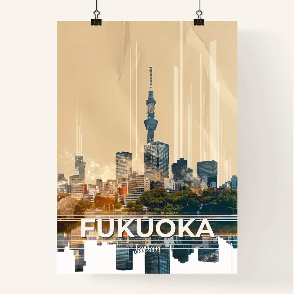 Fukuoka Metropolis Skyline Composite Poster Poster