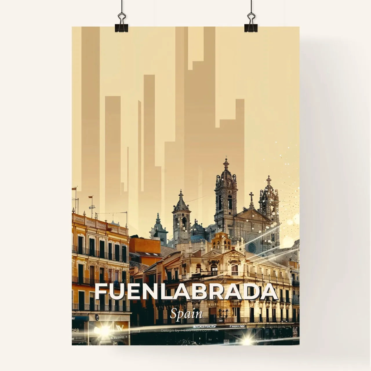 Fuenlabrada Skyline Double Exposure Art Poster Poster