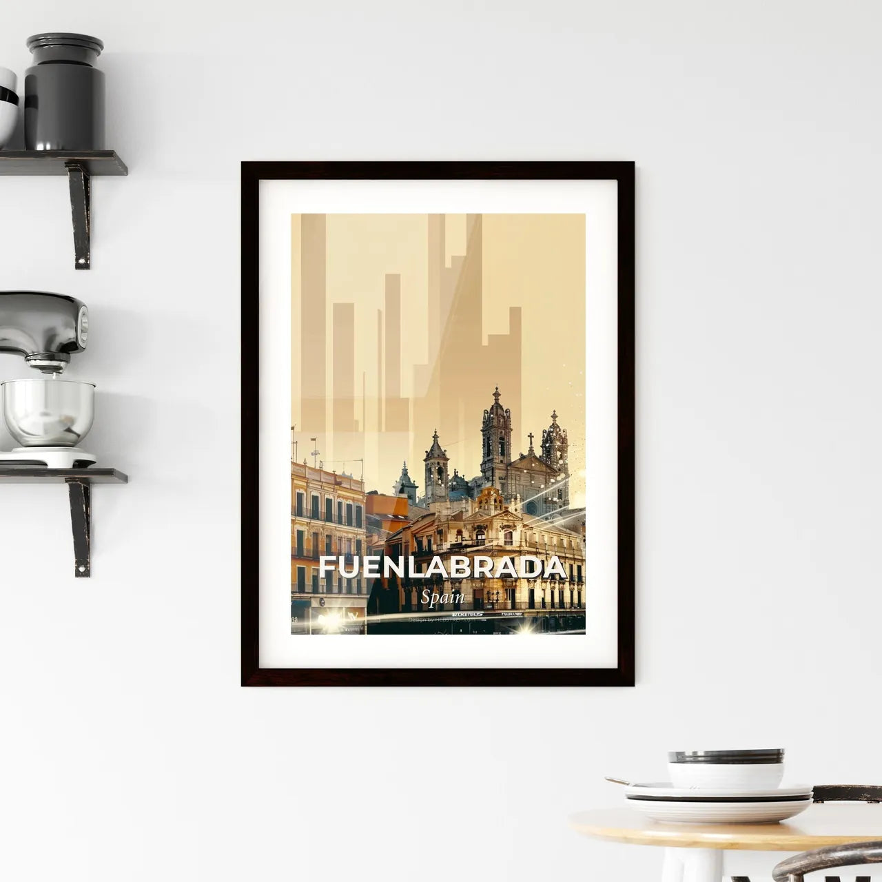 Fuenlabrada Skyline Double Exposure Art Poster Framed Print