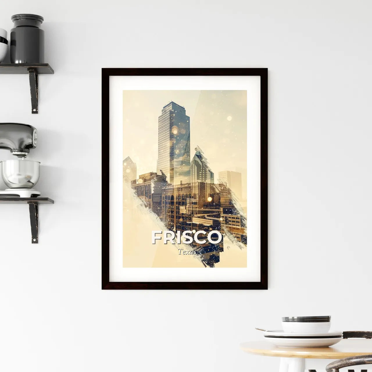 Frisco Texas Cityscape Night Lights Artwork Framed Print