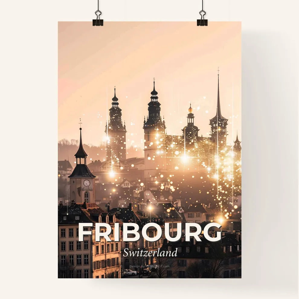 Fribourg Skyline Architectural Composite Poster Poster