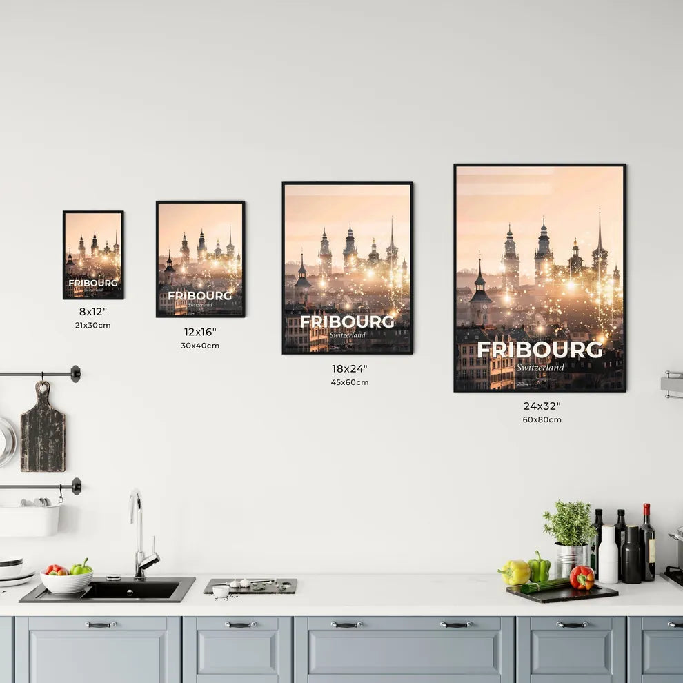 Fribourg Skyline Architectural Composite Poster Office Art