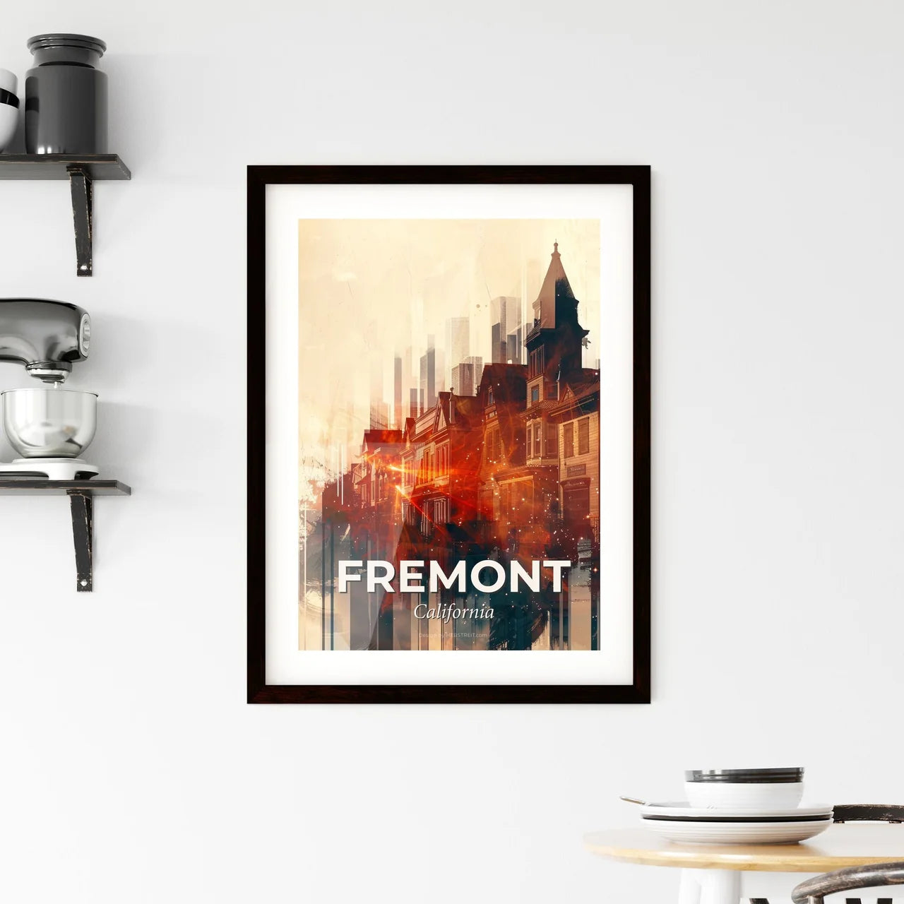Fremont Skyline Double Exposure Composite Art Framed Print