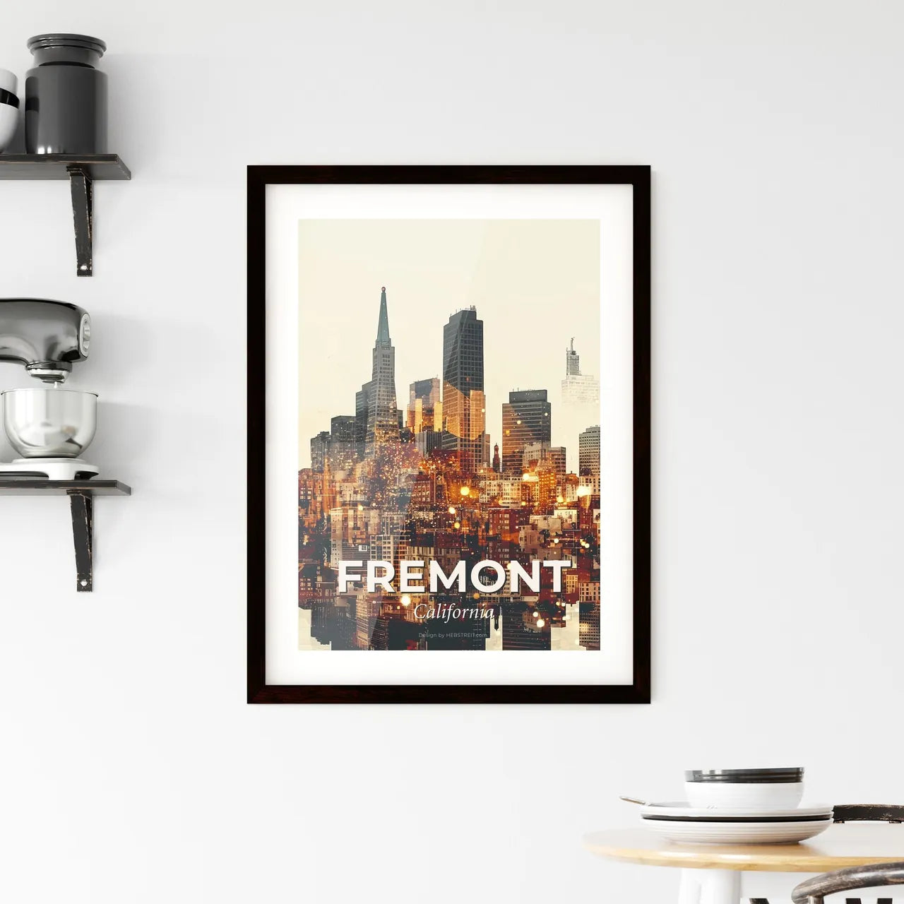 Fremont Skyline Composite Art: Iconic Architecture and City Lights Framed Print