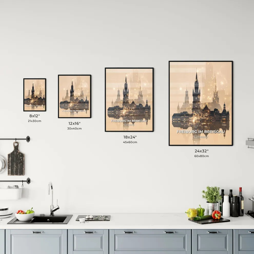 Freiburg im Breisgau City Skyline Poster Art Office Art