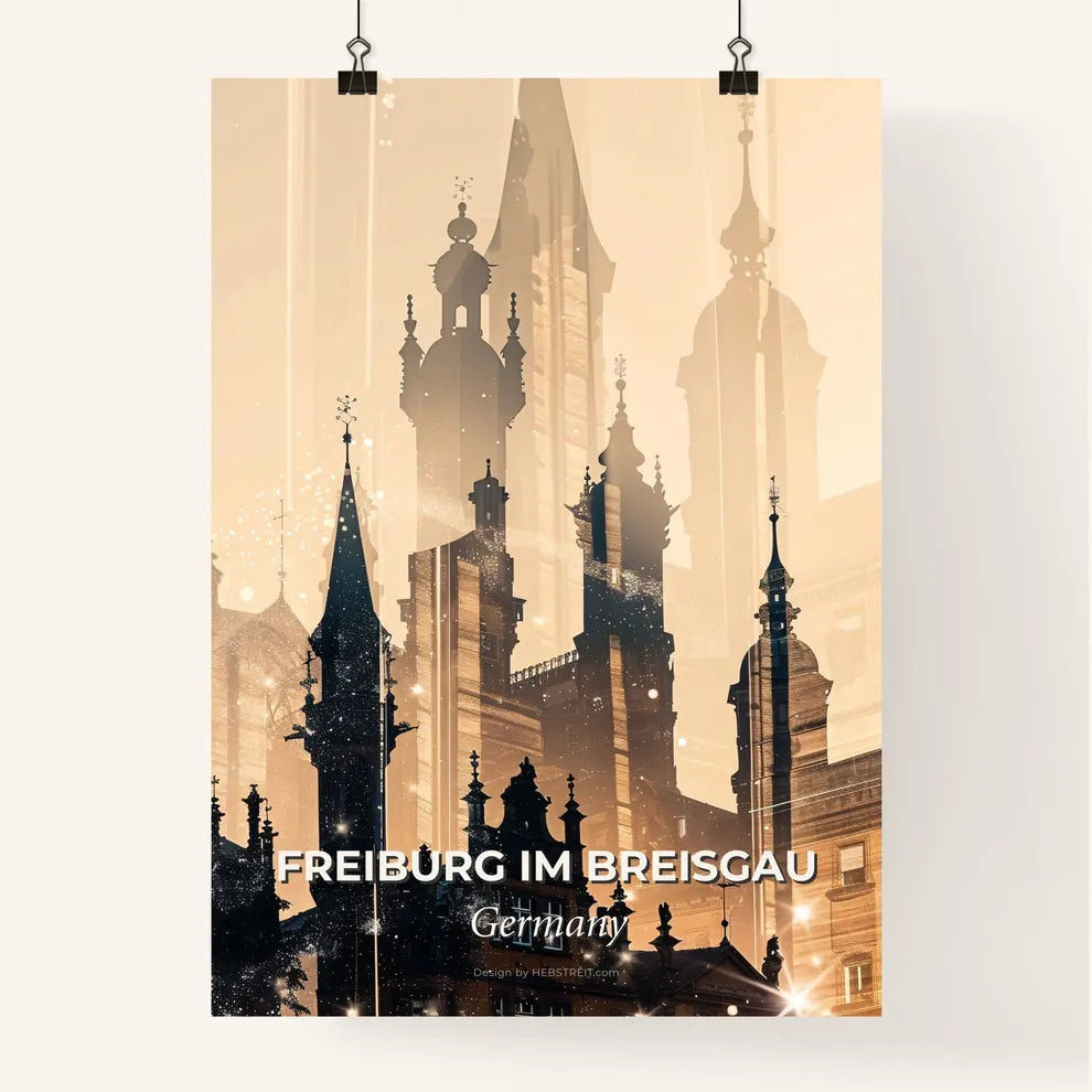 Freiburg im Breisgau: Double Exposure City Skyline Poster